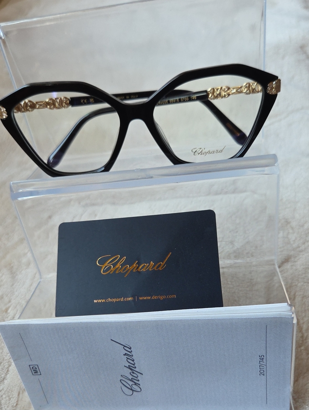 Chopard Luxury Black Women's Optical Glasses with Gold Temples - Picture 11 of 11